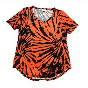 Orange Black Tie Dye Halloween Tshirt Lularoe Classic Tee SZ S Short Sleeve